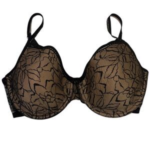 Wacoal Rosy Outlook Contour T-Shirt Underwire Bra Nude Black #853148 36DD